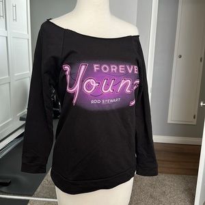 Rod Stewart Off the Shoulder Forever Young Sweater Size Small